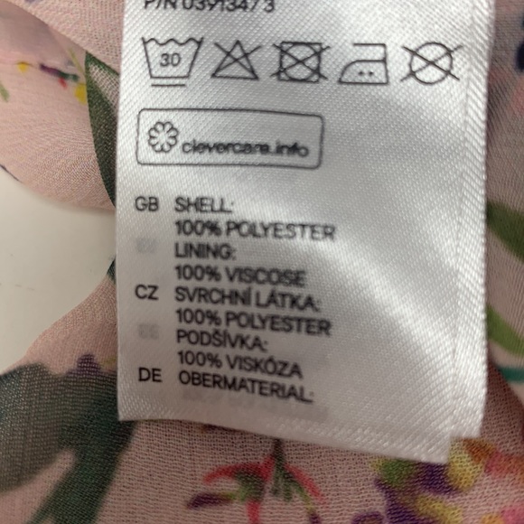 H & M blush pink floral sheer lined maxi dress elastic waist with fabric belt - Picture 5 of 6